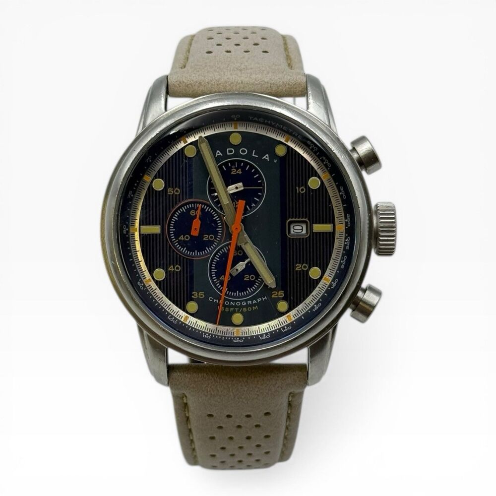 Cadola CD-1051 Racing Chronograph Quartz 42mm Blue Dial NEW BATTERY Watch